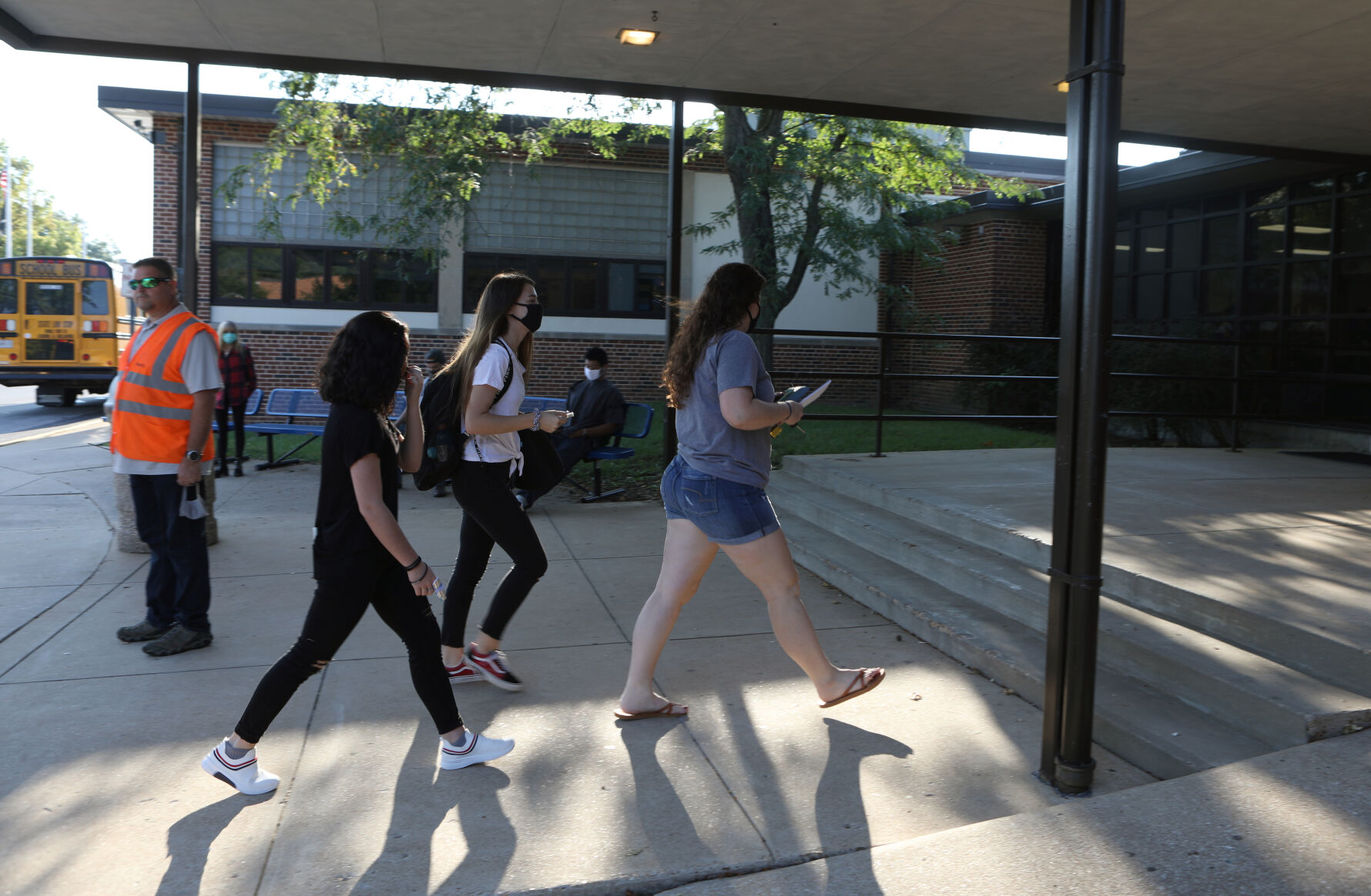 Students walk into Washington High School